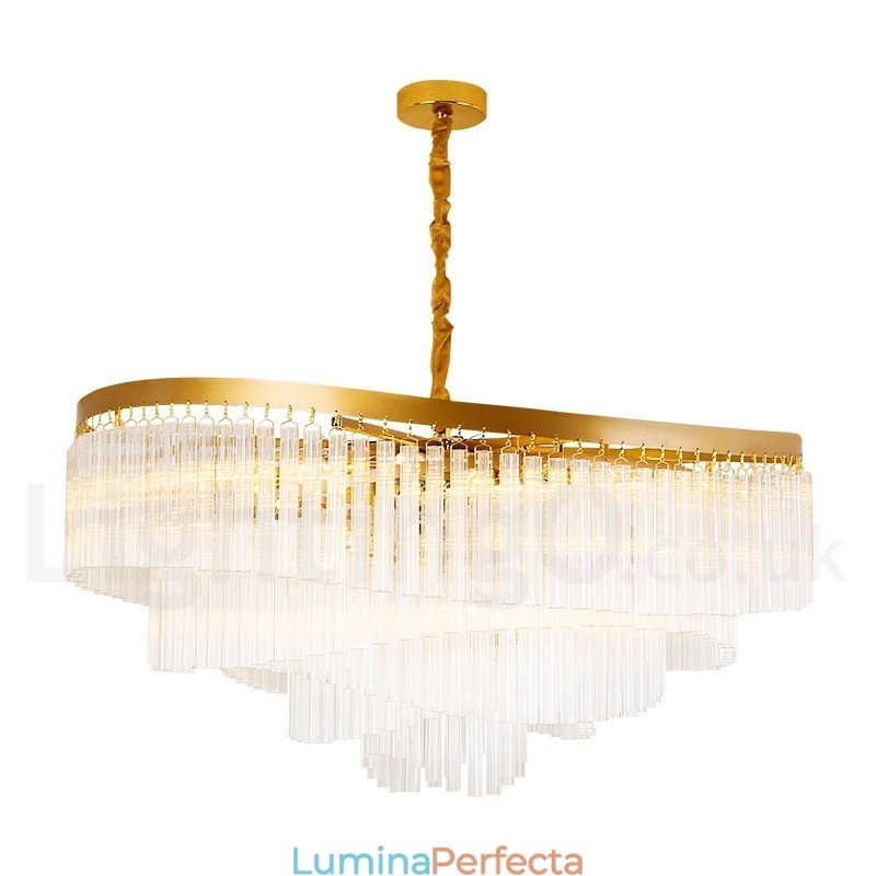 Sala de expoziții candelabru cu pandantiv din cristal K9 rotund de lux postmodern din aur