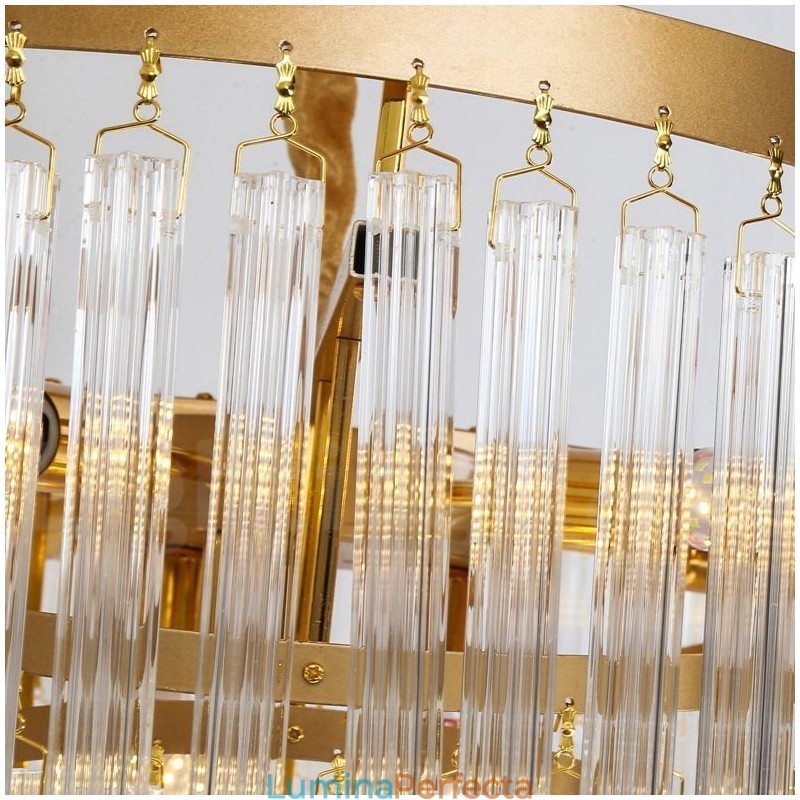 Sala de expoziții candelabru cu pandantiv din cristal K9 rotund de lux postmodern din aur