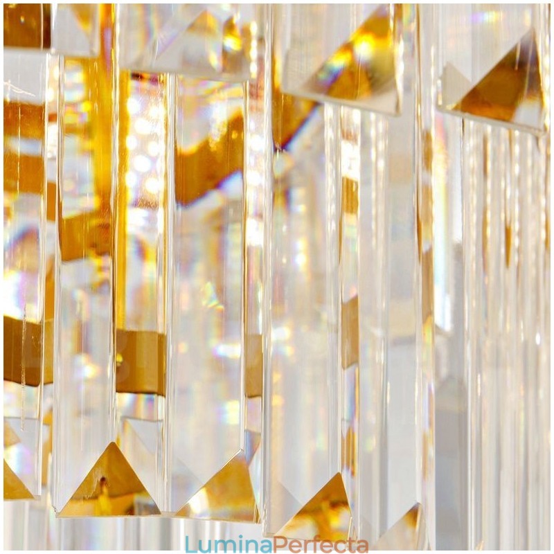 Sala de expoziții candelabru cu pandantiv din cristal K9 rotund de lux postmodern din aur