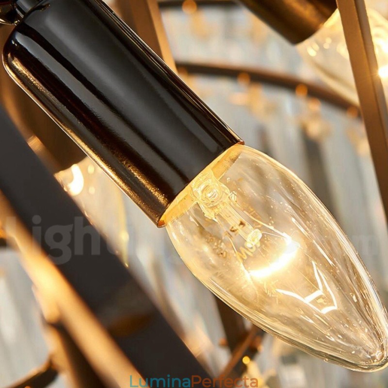 Anul acesta Sala de expoziții Candelabru cu pandantiv din cristal K9 de lux postmodern de aur