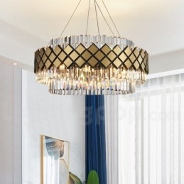 Sala de expoziții Candelabru cu pandantiv din cristal K9 rotund de lux, auriu, plus negru