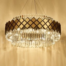 Sala de expoziții Candelabru cu pandantiv din cristal K9 rotund de lux, auriu, plus negru