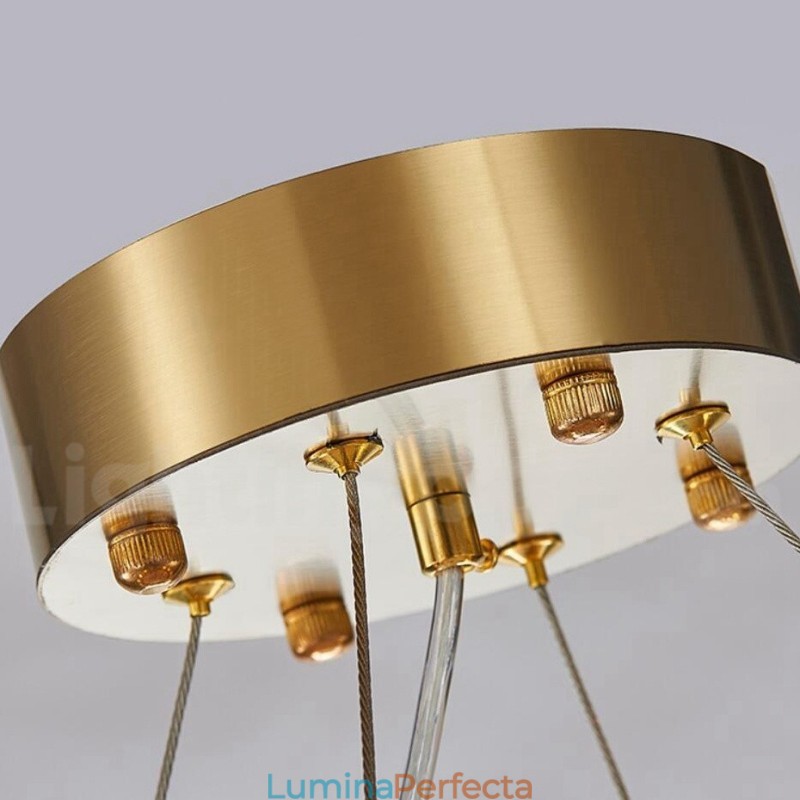 Sala de expoziții Candelabru cu pandantiv din cristal K9 rotund de lux, auriu, plus negru
