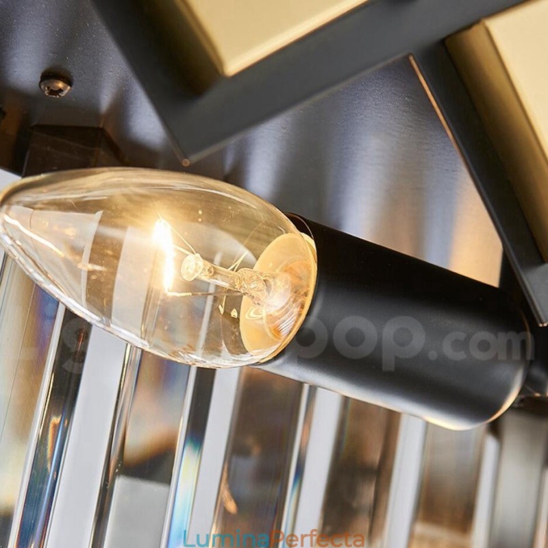 Sala de expoziții Candelabru cu pandantiv din cristal K9 rotund de lux, auriu, plus negru