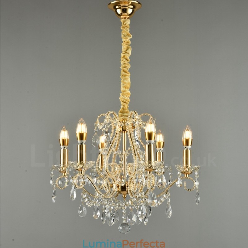 6 Lumini Aur Argintiu Stil American Candelabru Cristal Pendant Magazin de Lumini