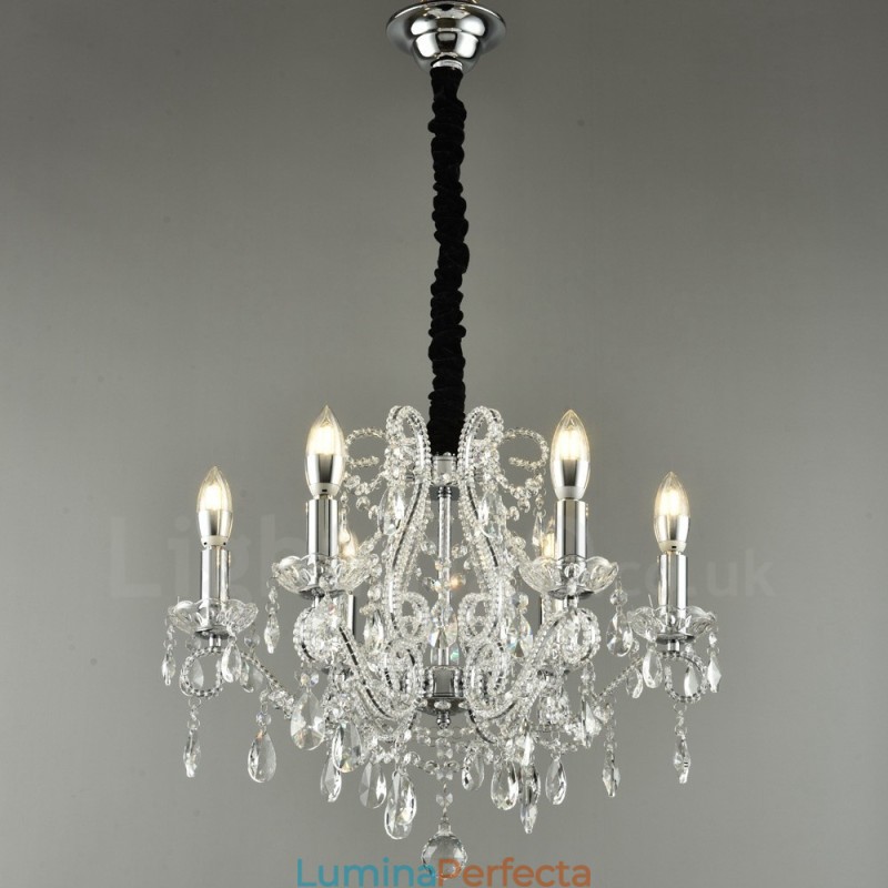 6 Lumini Aur Argintiu Stil American Candelabru Cristal Pendant Magazin de Lumini