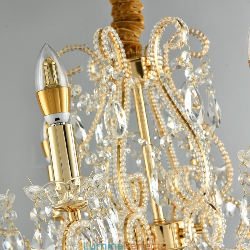 6 Lumini Aur Argintiu Stil American Candelabru Cristal Pendant Magazin de Lumini