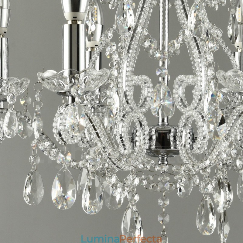6 Lumini Aur Argintiu Stil American Candelabru Cristal Pendant Magazin de Lumini