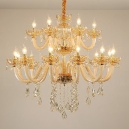 18 (12+6) Candelabru elegant din cristal de culoare șampanie deschisă