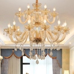18 (12+6) Candelabru elegant din cristal de culoare șampanie deschisă