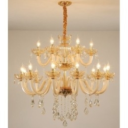 18 (12+6) Candelabru elegant din cristal de culoare șampanie deschisă