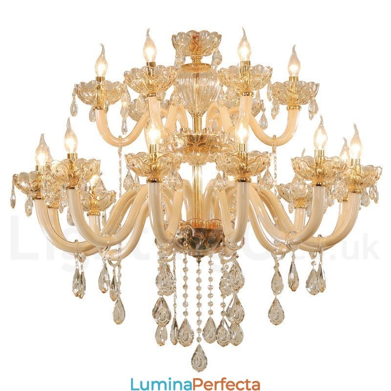 18 (12+6) Candelabru elegant din cristal de culoare șampanie deschisă