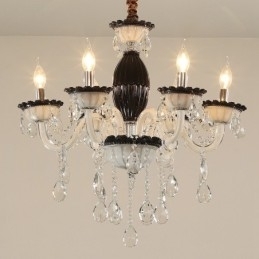 Candelabru negru cu 6 lumini cu cristal