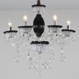 Candelabru negru cu 6 lumini cu cristal
