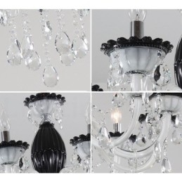 Candelabru negru cu 6 lumini cu cristal