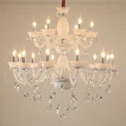 18 (12+6) Candelabru elegant alb deschis cu cristal