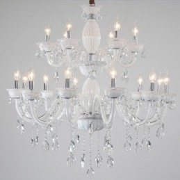 18 (12+6) Candelabru elegant alb deschis cu cristal
