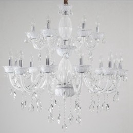 18 (12+6) Candelabru elegant alb deschis cu cristal