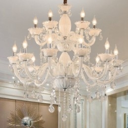 18 (12+6) Candelabru elegant alb deschis cu cristal