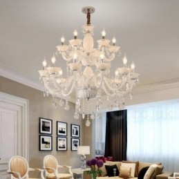 18 (12+6) Candelabru elegant alb deschis cu cristal