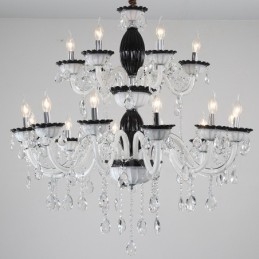 18 (12+6) Candelabru elegant negru deschis cu cristal