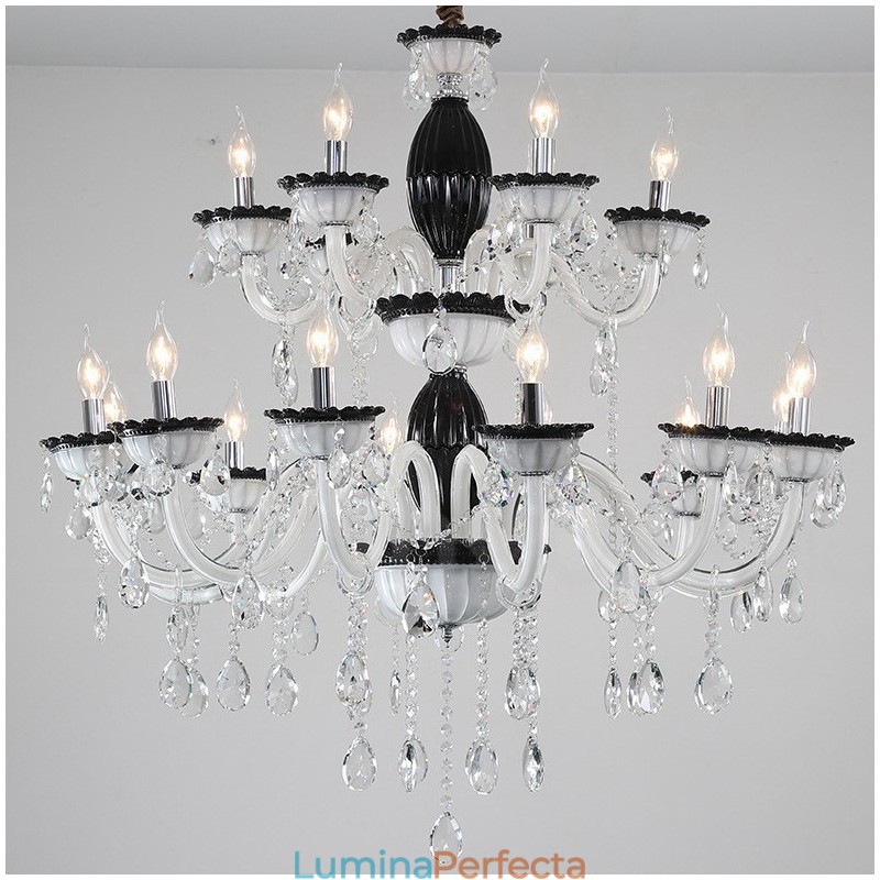 18 (12+6) Candelabru elegant negru deschis cu cristal