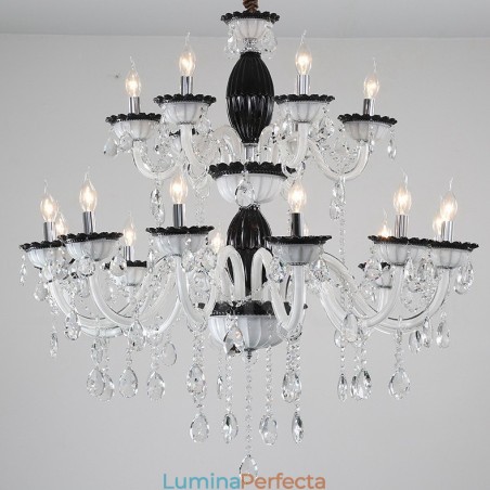 18 (12+6) Candelabru elegant negru deschis cu cristal 18 (12+6) Candelabru elegant negru deschis cu cristal