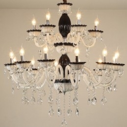 18 (12+6) Candelabru elegant negru deschis cu cristal