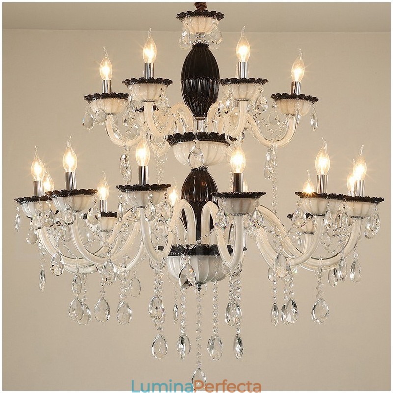 18 (12+6) Candelabru elegant negru deschis cu cristal
