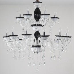 18 (12+6) Candelabru elegant negru deschis cu cristal