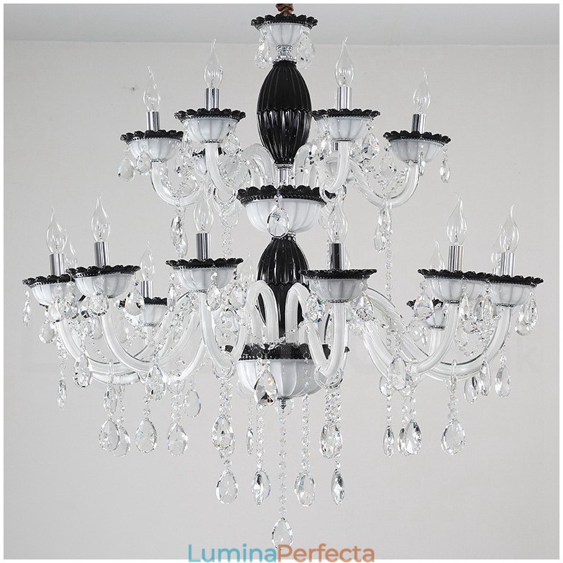18 (12+6) Candelabru elegant negru deschis cu cristal