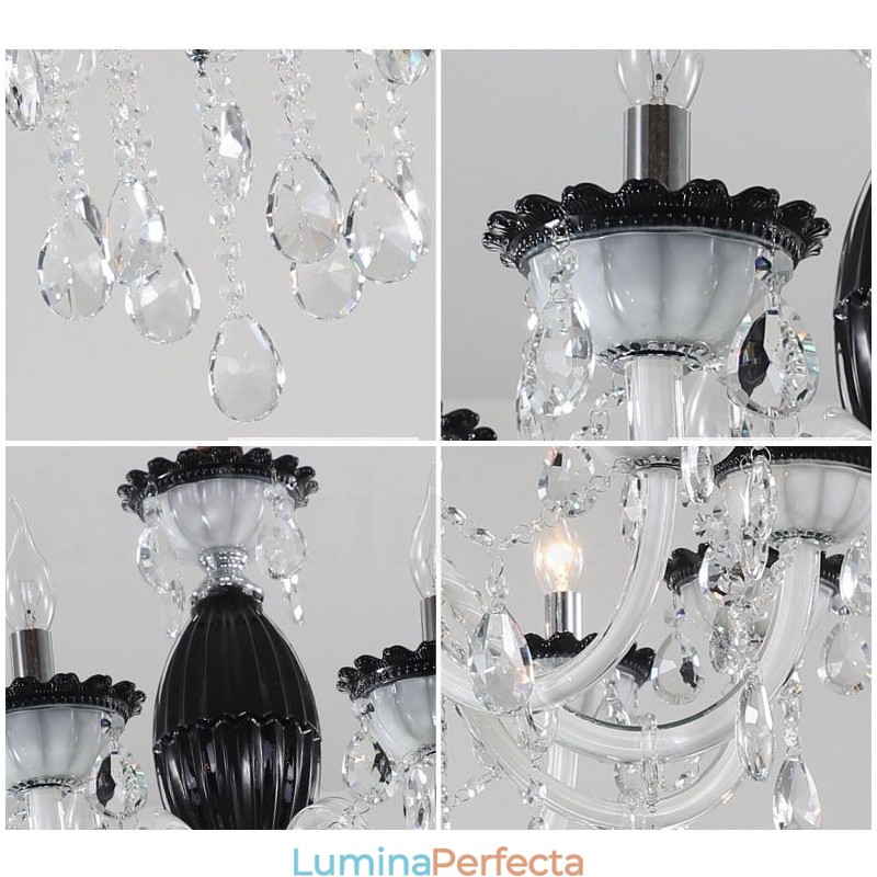 18 (12+6) Candelabru elegant negru deschis cu cristal