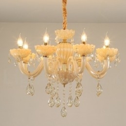 Candelabru de cristal de șampanie de lux cu 8 lumini