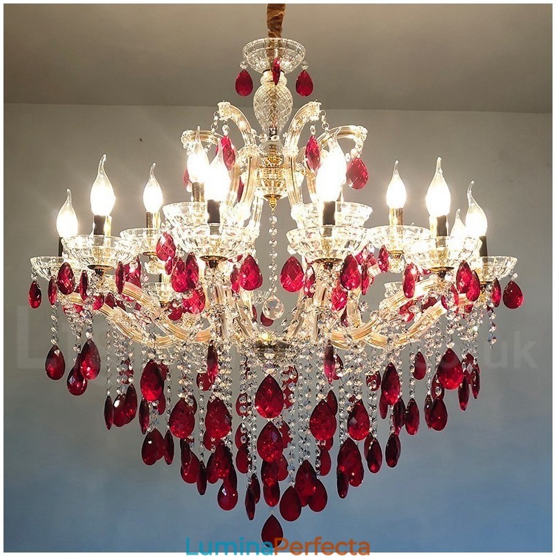 18 (12+6) Lumânare de aur, de lux, de cristal roșu