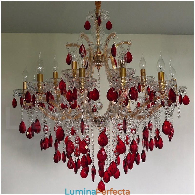 18 (12+6) Lumânare de aur, de lux, de cristal roșu