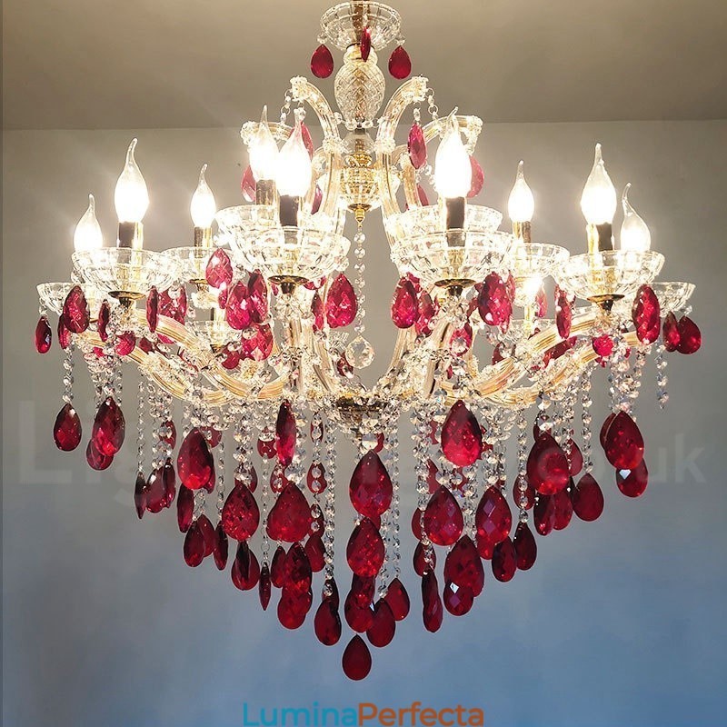18 (12+6) Lumânare de aur, de lux, de cristal roșu
