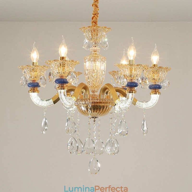 Candelabru de șampanie, modern și contemporan, cu 6 lumini, cu cristal