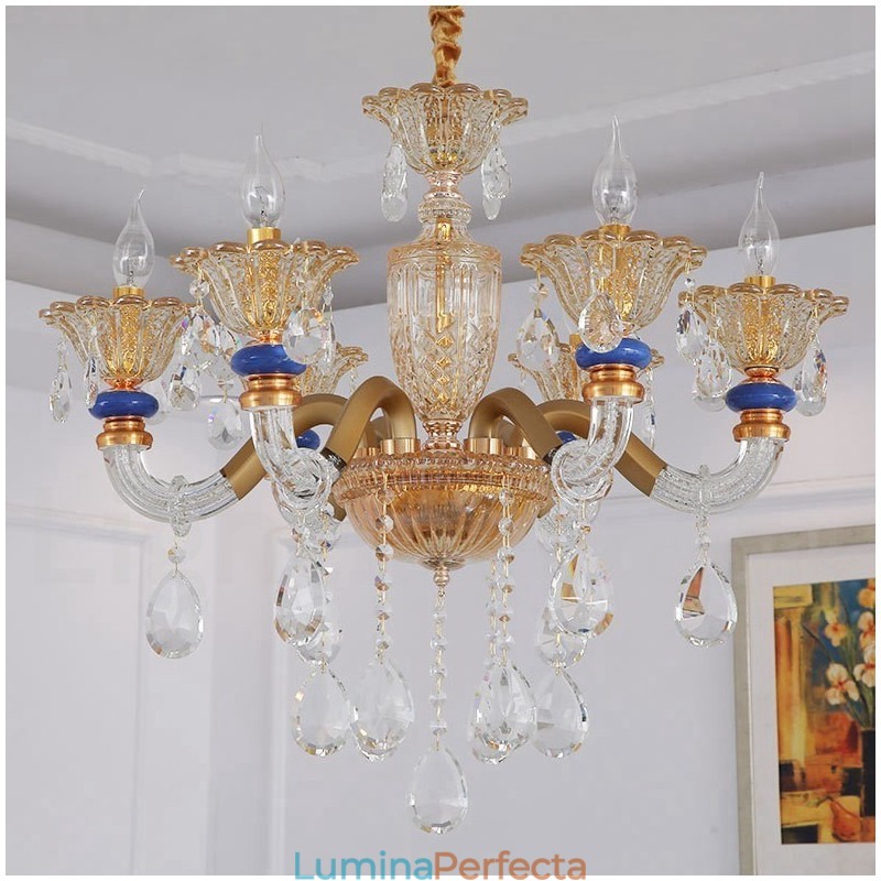 Candelabru de șampanie, modern și contemporan, cu 6 lumini, cu cristal