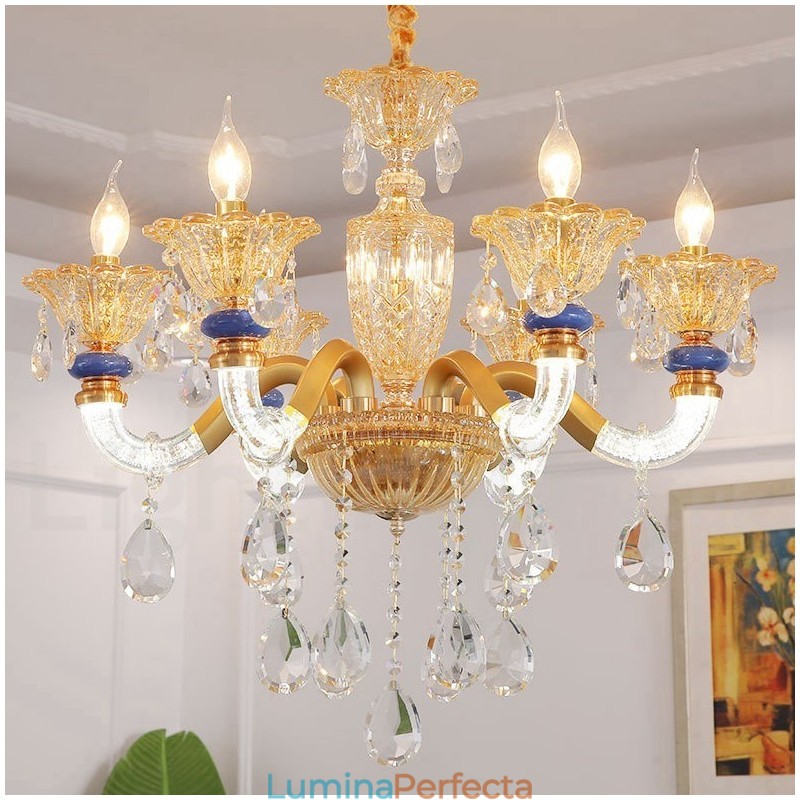 Candelabru de șampanie, modern și contemporan, cu 6 lumini, cu cristal