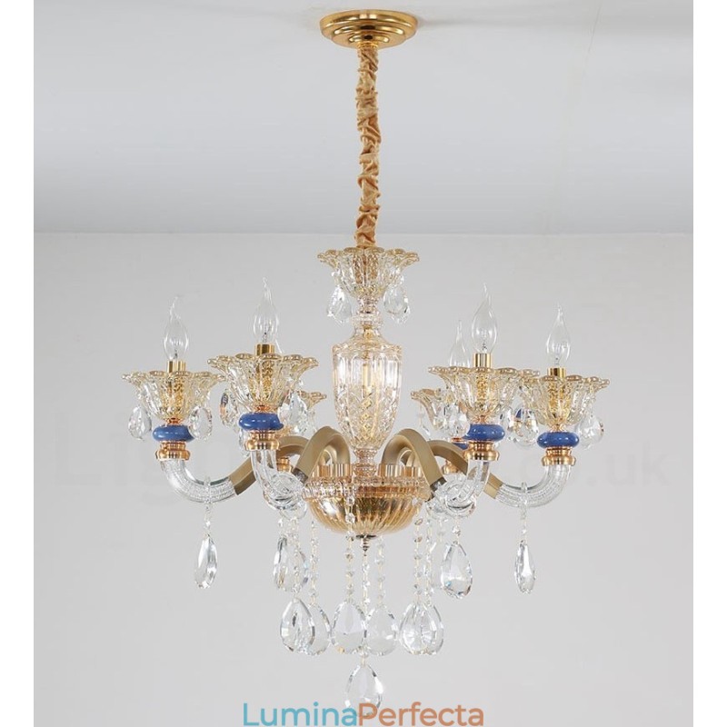 Candelabru de șampanie, modern și contemporan, cu 6 lumini, cu cristal