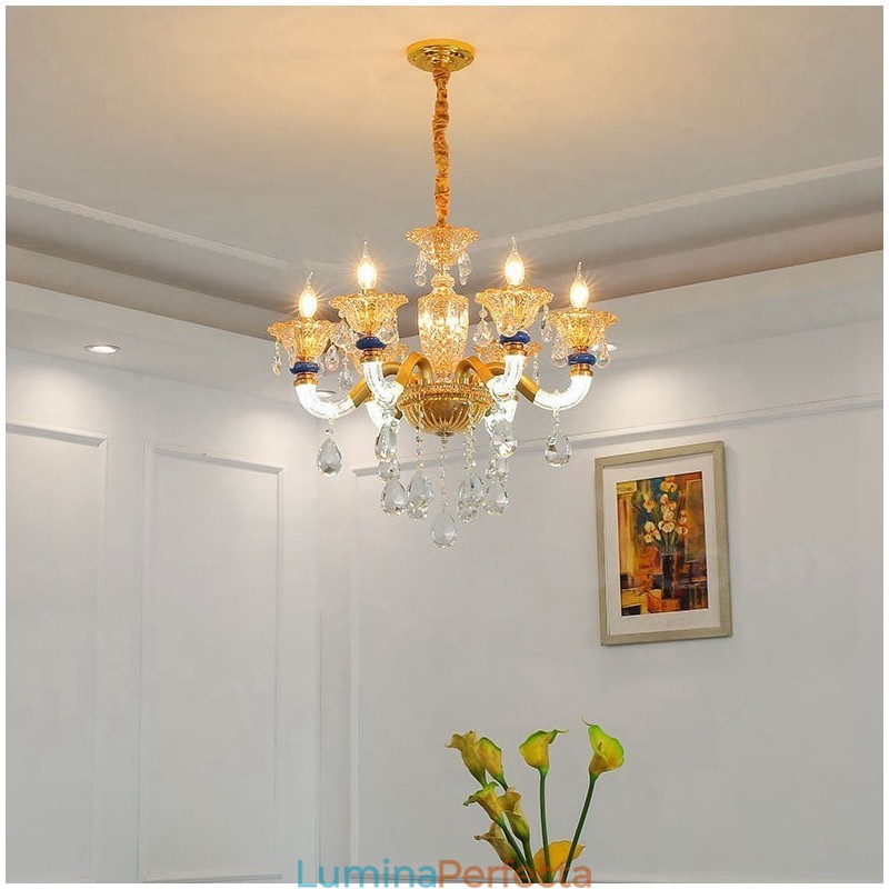 Candelabru de șampanie, modern și contemporan, cu 6 lumini, cu cristal