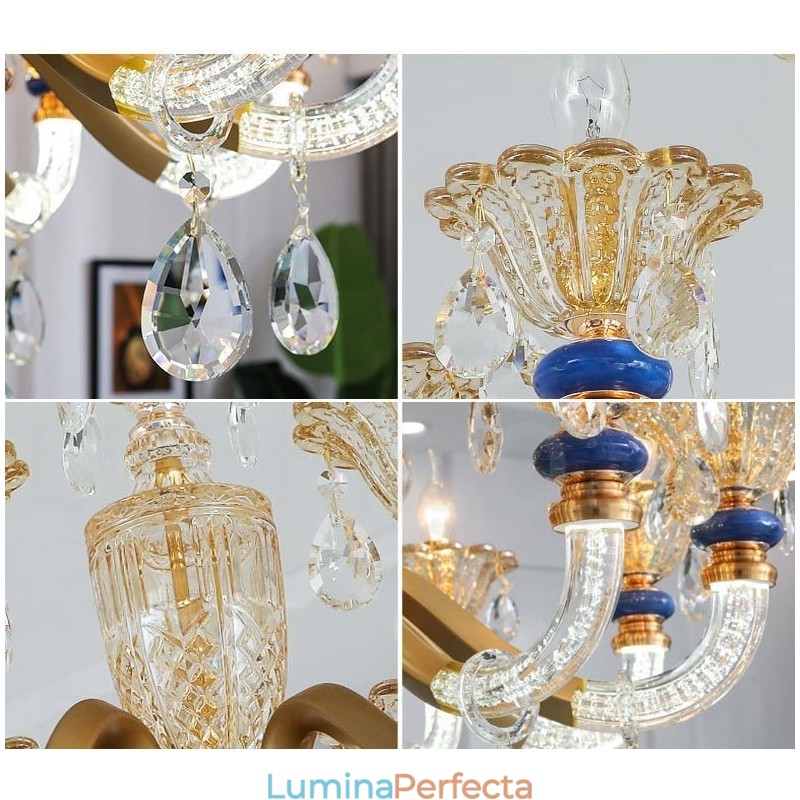 Candelabru de șampanie, modern și contemporan, cu 6 lumini, cu cristal