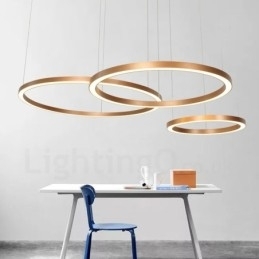 Wi-Fi Smart Dimmable Aur Rose Gold Modern Contemporan 3 inele Lumină suspendată din aliaj de aluminiu cu abajur acrilic