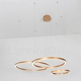 Wi-Fi Smart Dimmable Aur Rose Gold Modern Contemporan 3 inele Lumină suspendată din aliaj de aluminiu cu abajur acrilic