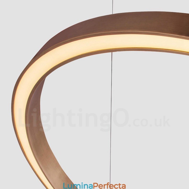 Wi-Fi Smart Dimmable Aur Rose Gold Modern Contemporan 3 inele Lumină suspendată din aliaj de aluminiu cu abajur acrilic