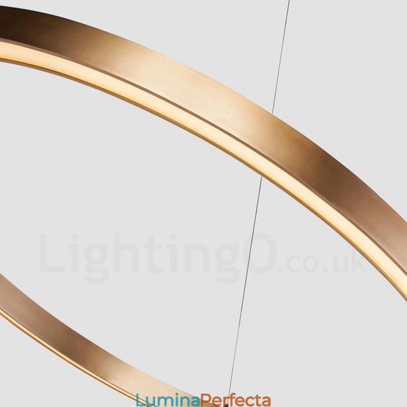 Wi-Fi Smart Dimmable Aur Rose Gold Modern Contemporan 3 inele Lumină suspendată din aliaj de aluminiu cu abajur acrilic