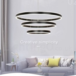 Lampă suspendată Wi Fi Smart 3 inele cu două benzi, modernă și contemporană, cu abajur din acril