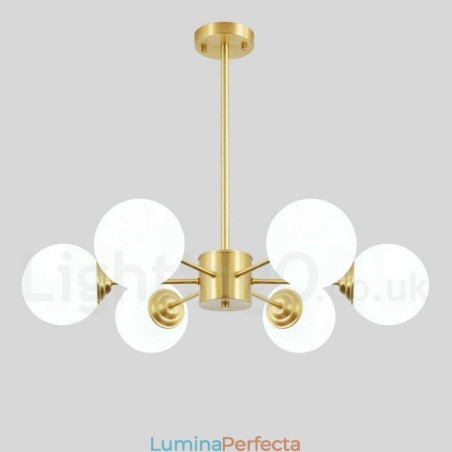 Candelabru cu fasole din alamă pură, cu 6 lumini, molecule de metal moderne Candelabru cu fasole din alamă pură, cu 6 lumini, molecule de metal moderne
