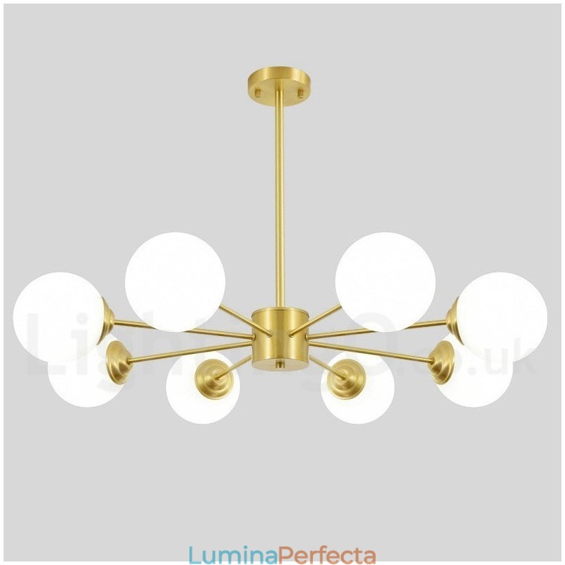 Candelabru cu fasole din alamă pură, cu 8 lumini, molecule de metal moderne