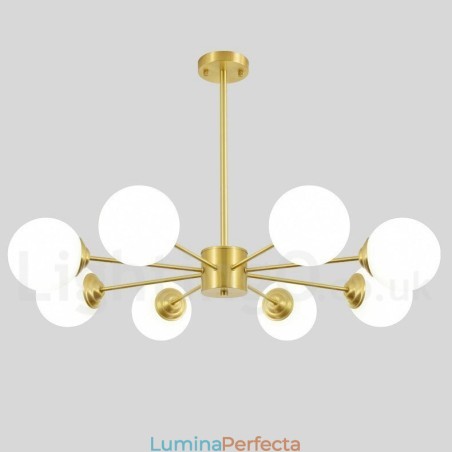 Candelabru cu fasole din alamă pură, cu 8 lumini, molecule de metal moderne Candelabru cu fasole din alamă pură, cu 8 lumini, molecule de metal moderne
